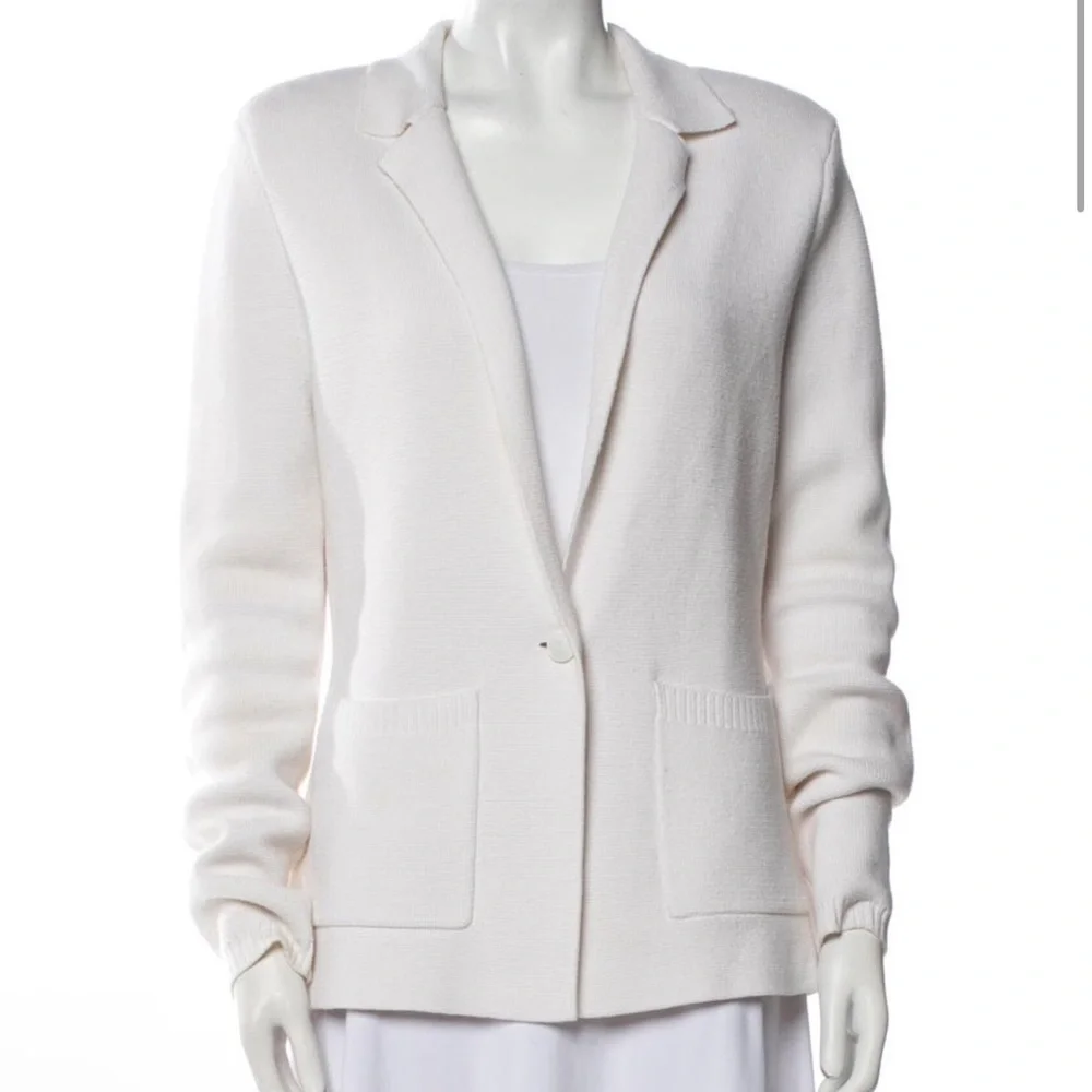 L'Agence Lacey White Knit Blazer